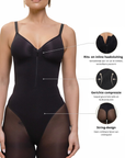 Stefanie Zipper Nahtloser Plunge Bodysuit – Bruststütze und Interne Clips