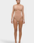 Marcella - Naadloze Lange Mouw Body met String, Borstondersteuning & Buikcontrole - Bella Fit™