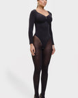 Marcella - Naadloze Lange Mouw Body met String, Borstondersteuning & Buikcontrole - Bella Fit™