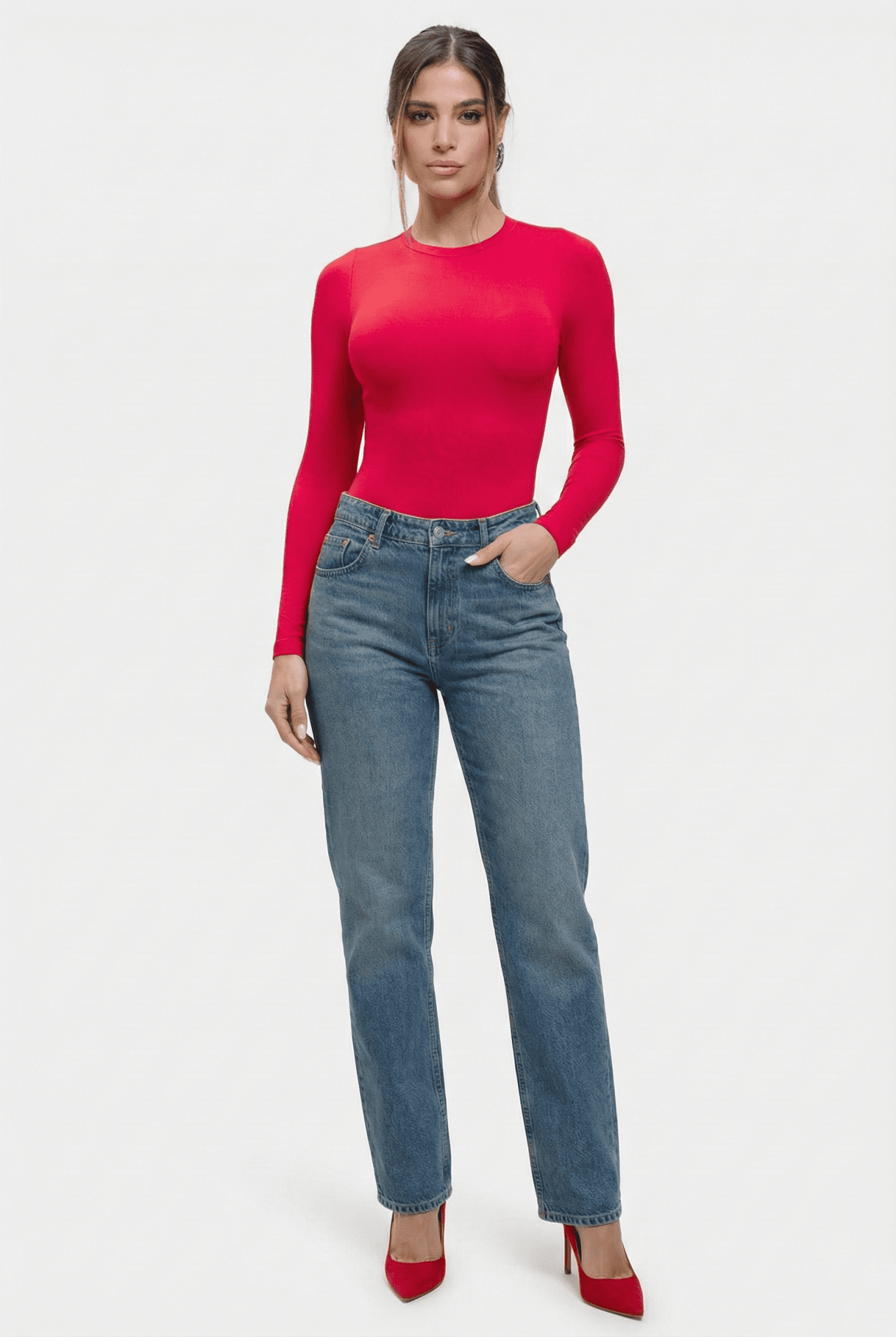 Milena – Ultra - Soft Sculpted Silhouette Naadloze Long - Sleeve Bodysuit - Bella Fit™