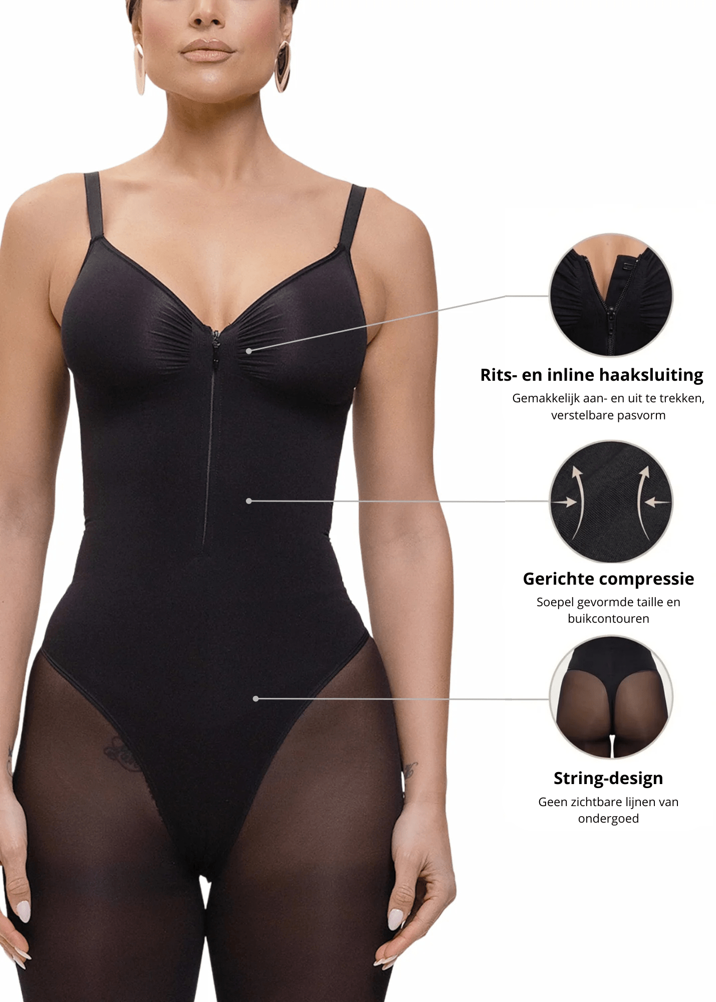 Stefanie Zipper – Extreem Snatching Bodysuit – Borstondersteuning & Interne Clips - Bella Fit™
