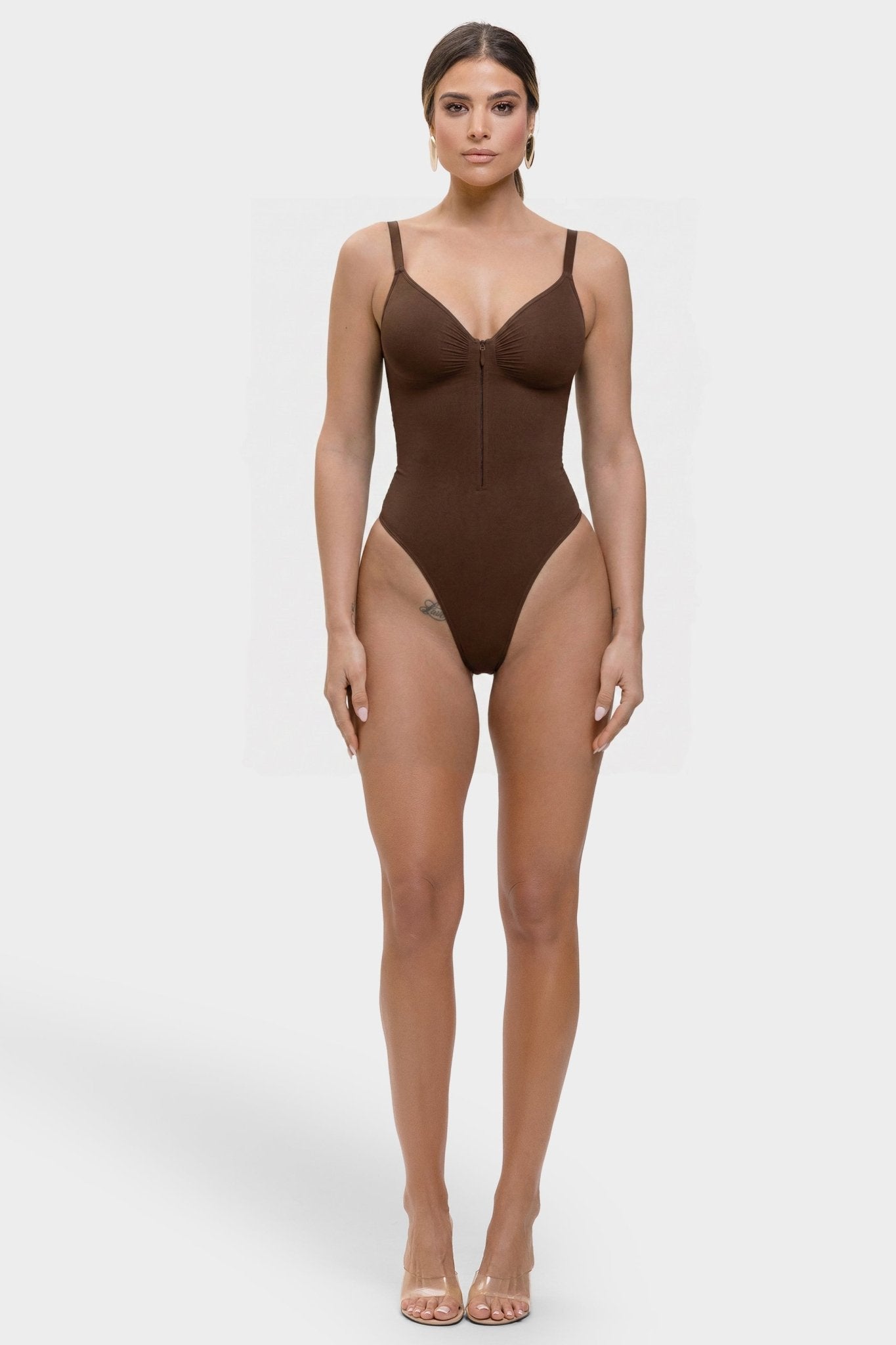 Stefanie Zipper - Naadloos Plunge Bodysuit – Borstondersteuning en Interne Clips - Bella Fit™